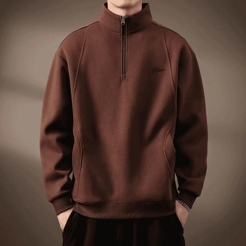 Autumn Winter Thick Loose Lapel Base Sweatshirts Solid Color All-match Korean Simplicity Pullover Men's Clothing Chic Hoodies