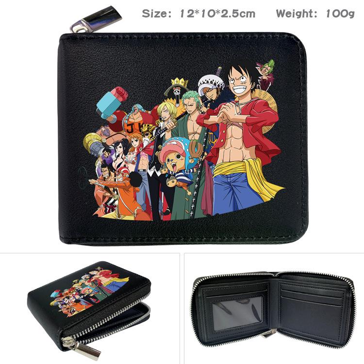 One Piece Anime Reißverschluss PU Geldbörse Luffy Aufdruck Kurzes Münzfach Kartenhalter