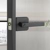 Extremely Narrow Door Lock, Aluminum Alloy Handle, Bathroom, Glass Matte Black B