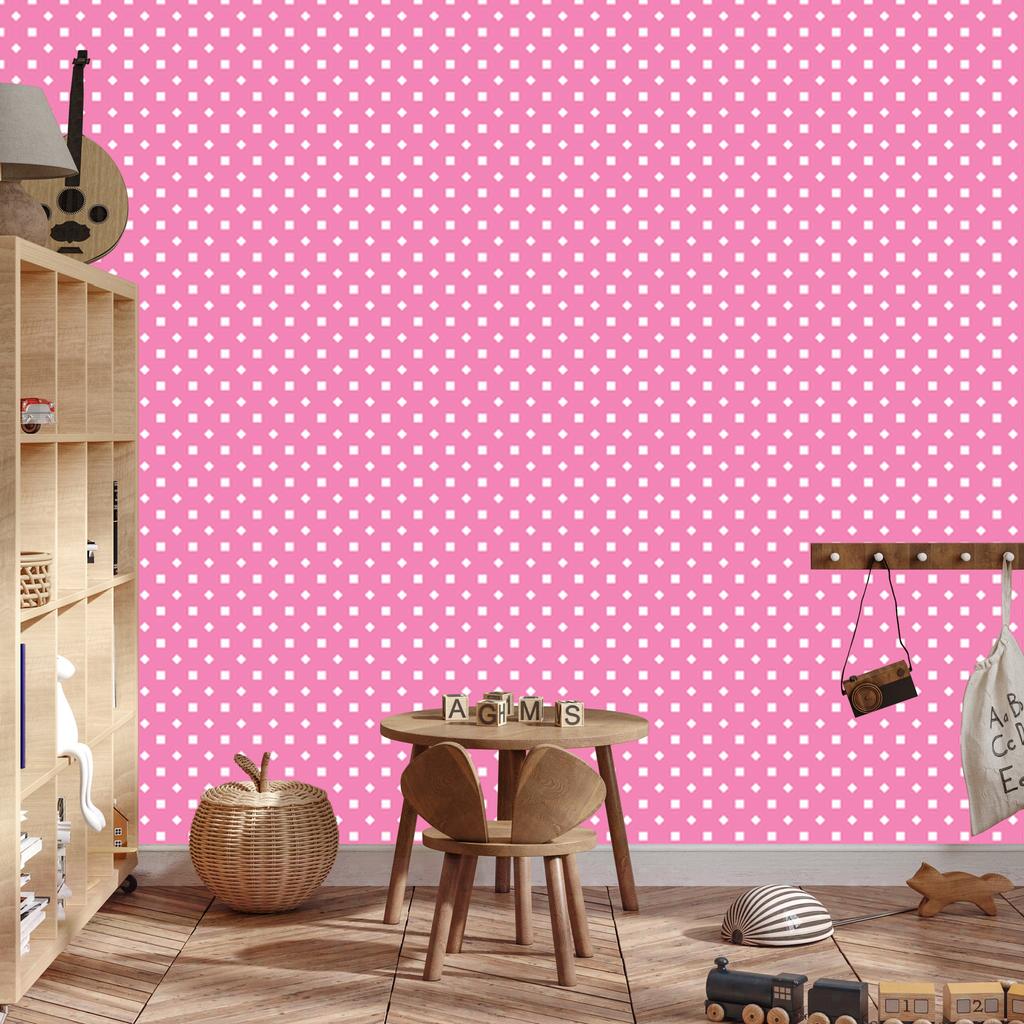 Dots Wallpaper, Top Powder Pink, Bottom Powder Pink, 50x1000