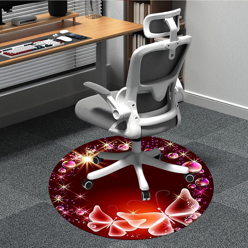 

1pc Butterfly Sparkle Decorative Chair Carpet for Office Non-Slip Mat for Office - Decorative Floor Mat yy251030275 80cm by 80cm