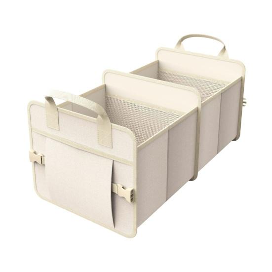 Car Trunk Organizer Foldable Portable Storage Box with Non-Slip Base 2 Compartments Car Storage Container for Groceries Sports Gear