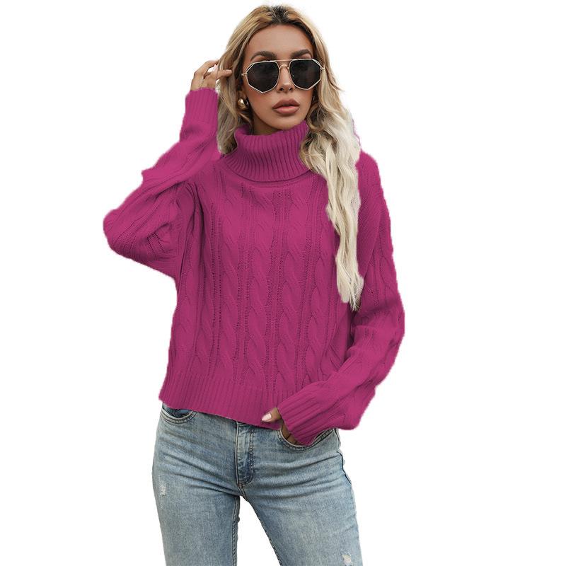 Women's Autumn and Winter Long-sleeved Versatile Knitted Sweater Top Multi-color