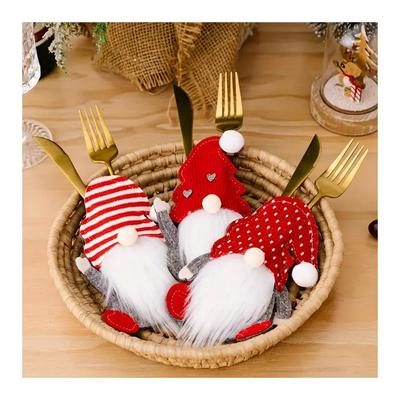 Weihnachten Niedliche Gesichtsloser Wichtel Utensilienhalter, Nordischer Stil Gabel- & Messeraufbewahrung Deko Überzüge für Weihnachtsfeier Tischdeko