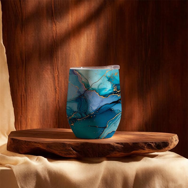 355ml Eggshell Cup Blue Purple Cyan Marble Element Wine Travel Cup Mini Stainless Cool Cup 12oz Eggshell Insulated Cup Insulated Water Cup 355ml Eggshell Cup