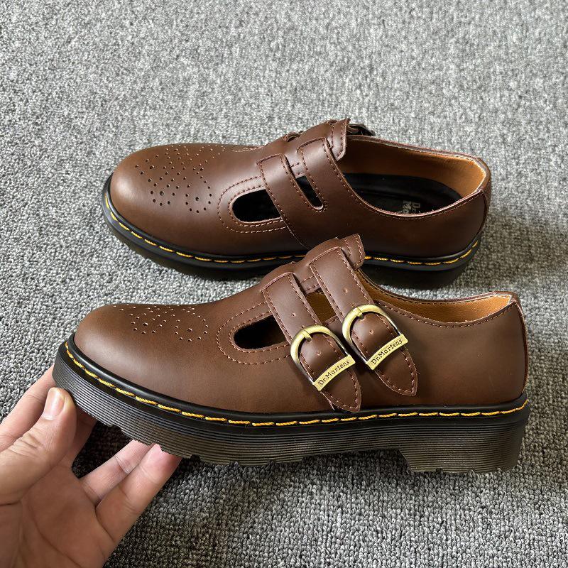 

Женские туфли Mary Jane из натуральной кожи с двумя пряжками и низким верхом - повседневная обувь British Fashion 39 коричневый