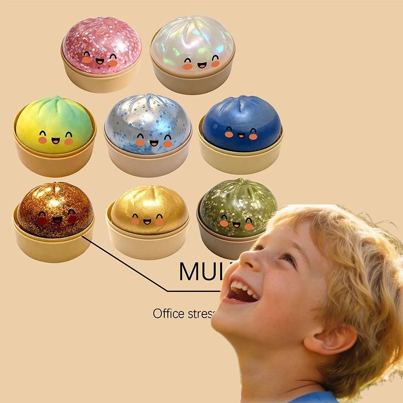 Soft Steamed Bun Squishy,Realistic Food Simulation Stress Relief Toy, Desktop Decompression Pinch Toy For Office & Home,Fun Gift