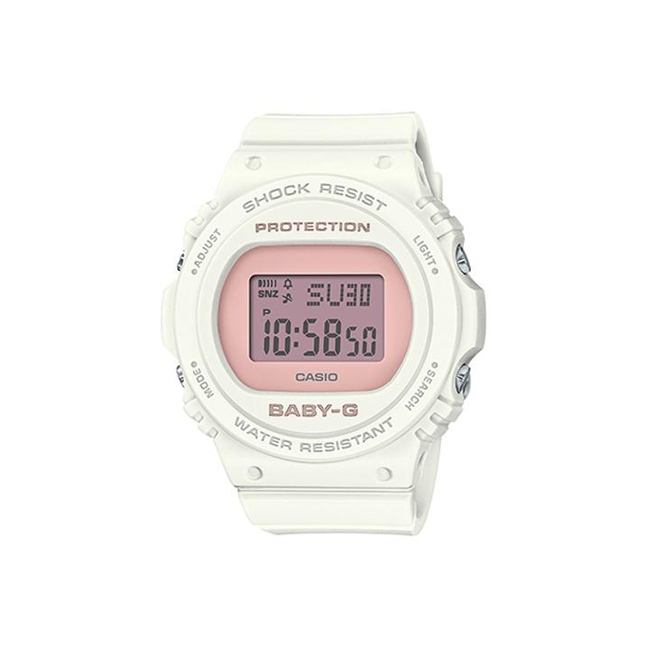 

Casio Baby-G G-Shock Series LCD Display Sports Waterproof Watch Quartz Movement Resin Strap Women watches Pink BGD-570-7B White Strap