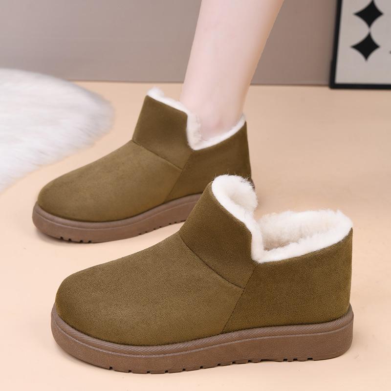 Plus-Schuhe für Damen 36-41 Wintermode Plüsch Warm Bequem Zum Hineinschlüpfen Plateau-Keilabsätze Rutschfeste Flache Schuhe Freizeit Damen Schneestiefel
