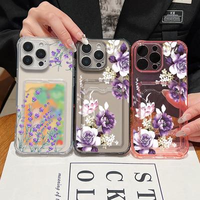 Purple Peony Flower Print Case For iPhone Air 16e 17 16 15 Pro Max 14 13 Pro Max Shockproof Clear Soft Silicone Cover