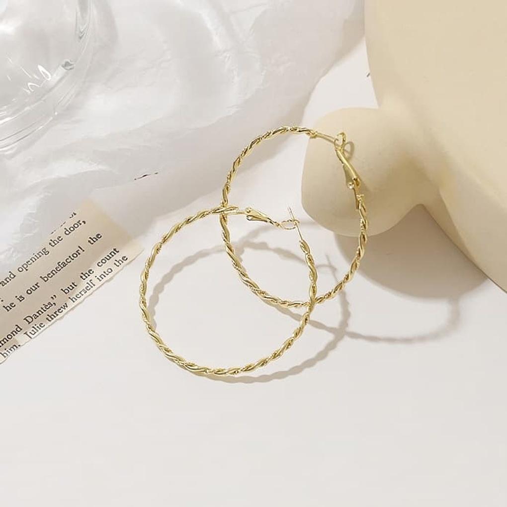 

Silver Needle Hoop Earrings Earrings Chain Wave Twist Big Ring Rope Silver