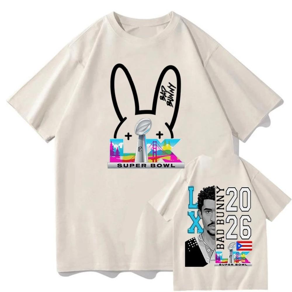 

Bad Bunny Super Bowl LIX 2026 Double-Sided Oversized T-Shirt, Latin Artist NFL Graphic Tee, Unisex Casual Top XXXL чорний