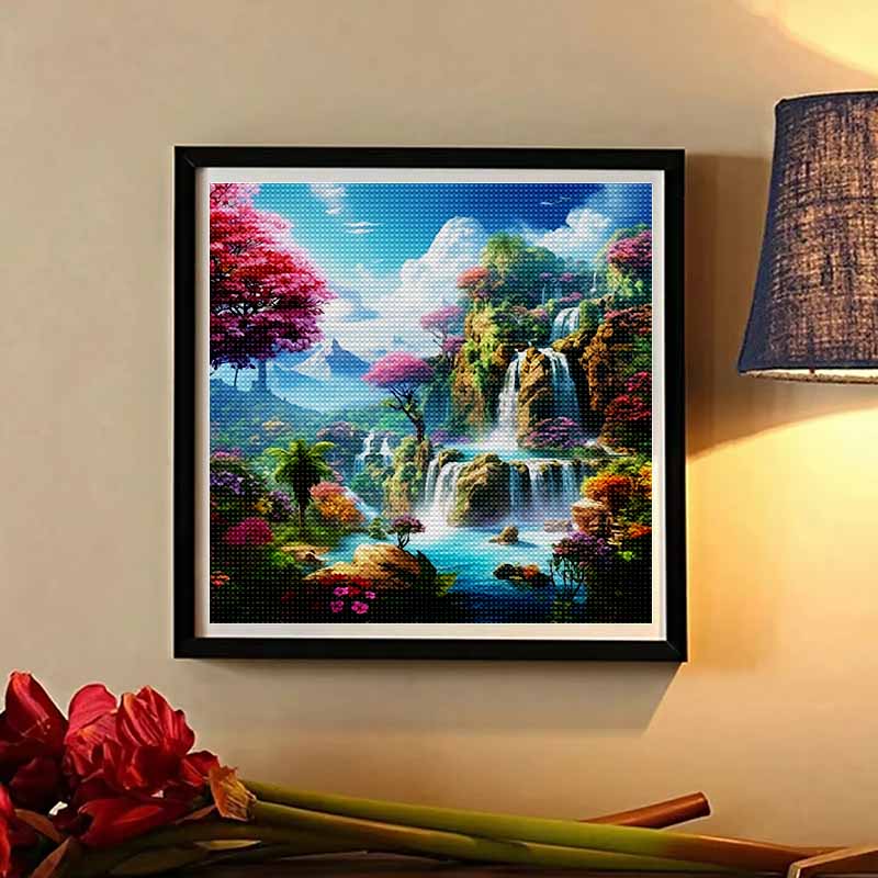 New Arrival 5D DIY Full Circle Diamond Painting "Waterfall" Embroidery Cross Stitch Home Decor Gift