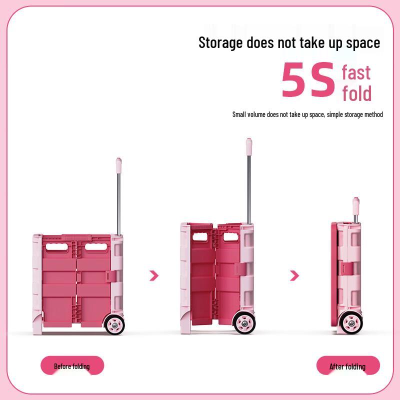 Portable Folding Two-Wheel Plastic Shopping Cart