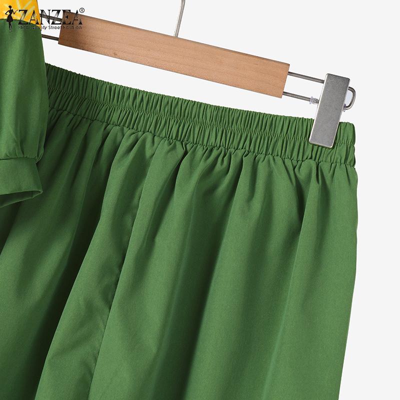 ZANZEA Womens Print T-shirt and Shorts Summer Two Piece Sets