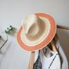 Korean Version Retro Orange Brown Striped Vacation Beach Jazz Top Hat Women'S Summer Sunshade And Sun Protection Travel Straw Hat