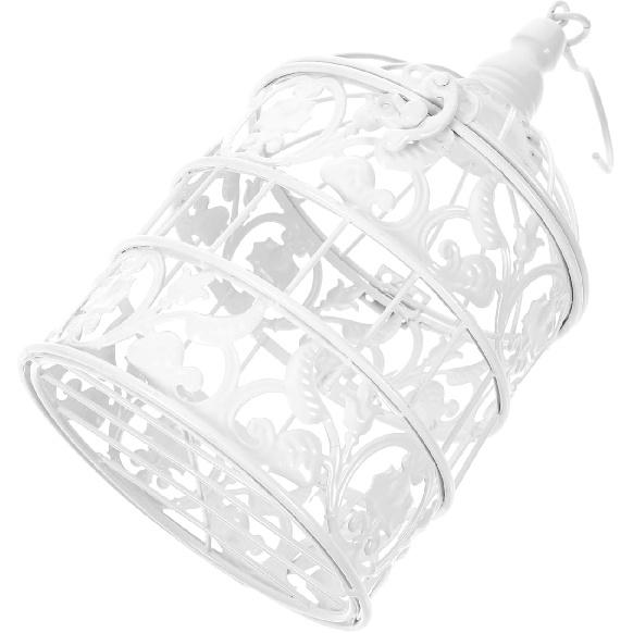 Wedding Decor Bird Cage White Metal Vintage Bird Cage European-Style Decor Birdcage Wedding Decoration Adorn, 12.59x5.51x5.51 Inches