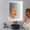 Modern Wall Mount Bathroom Mirror W/ LED Lights, Adjustable Color & Brightness, Anti-Fog Technology, Time & Temperature Display