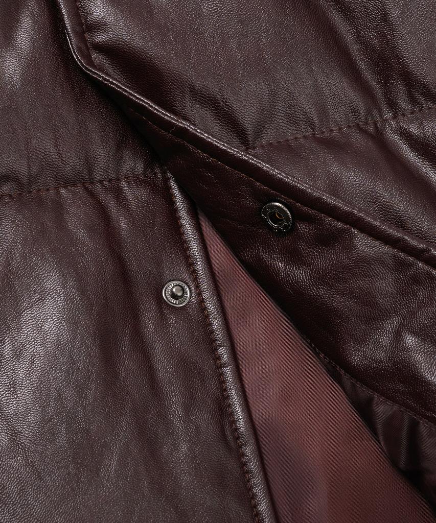 Leftseoul Synthetic Leather Short Padded Vest [Brown]