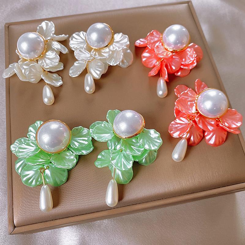 Exquisite Shell Imitation Pearl Drop Earrings Elegant Long Tassel Dangle Earrings For Women Wedding Party Ear Jewelry Gifts