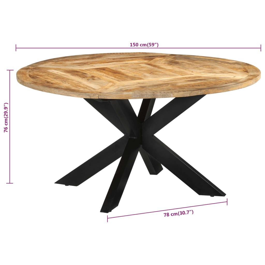 Vidaxl Dining Table, Ø150X76 Cm, Raw Mango Wood