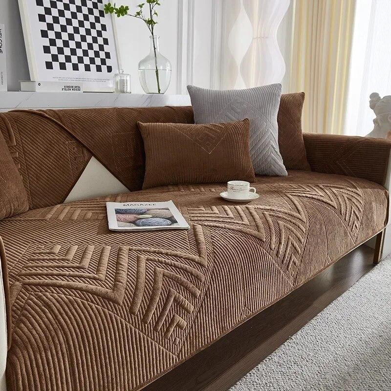 

Скандинавские универсальные диваны-полотенца, утепленный плюшевый чехол для дивана, противоскользящий комбинированный чехол для дивана, чехол для защиты гостиной 90x180cm 1pcs