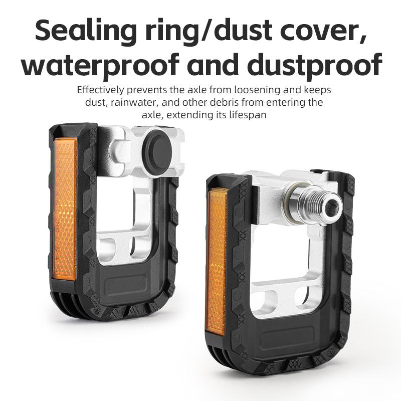 ROCKBROS Bicycle Foldable Pedals Aluminum Alloy MTB Mountain Bike Pedal Anti-slip Reflective Cycling Self-lubricating Pedal