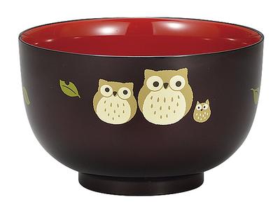 Miyamoto Sangyo Bowl Parent and Child Owl Bowl Tame 700ml Black 4512951105919