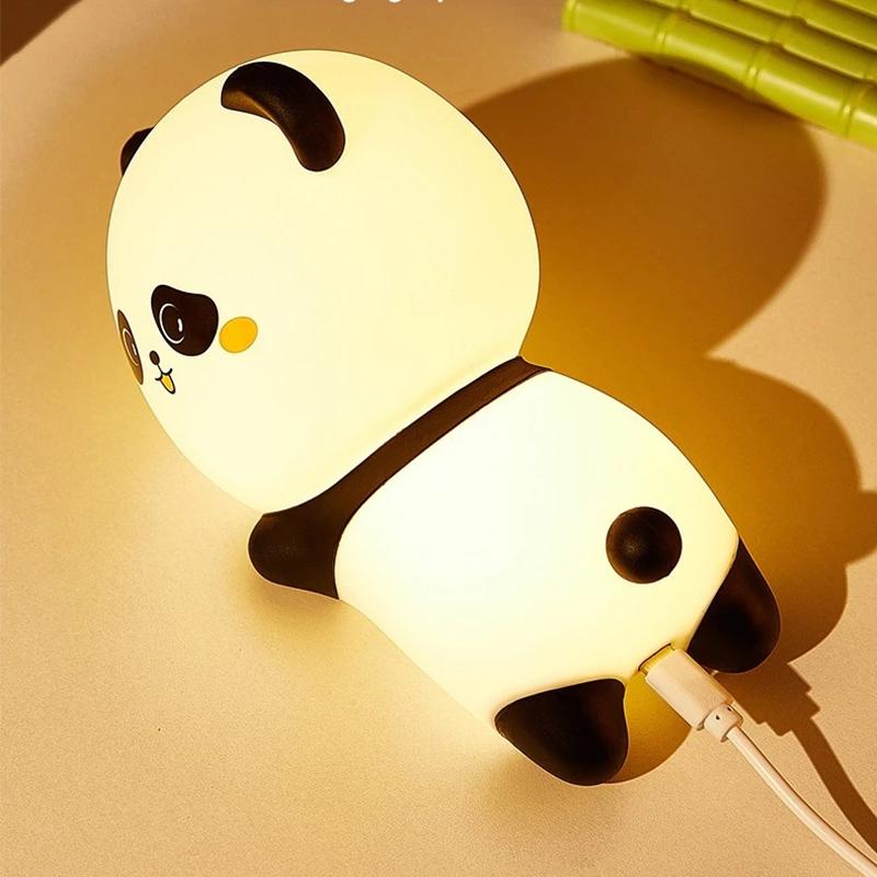 LED Night Light Cute Panda Silicone Lamp 15/30/60 Min Timing Girls Baby Bedroom Nightlight Gift For Breastfeeding Nursery Decor