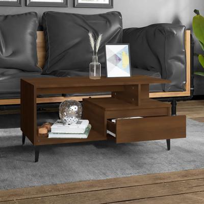 Coffee Table Brown Oak Effect 90 X 49 X 45 Cm Engineered Wood