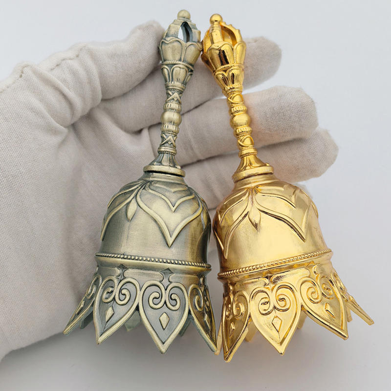 Delikatny Vintage Ręcznie Nakręcany Dzwonek Wielofunkcyjny Dzwonek Treningowy dla Zwierząt Metalowy Dzwonek Do Obsługi na Wesele, Kolację, Boże Narodzenie