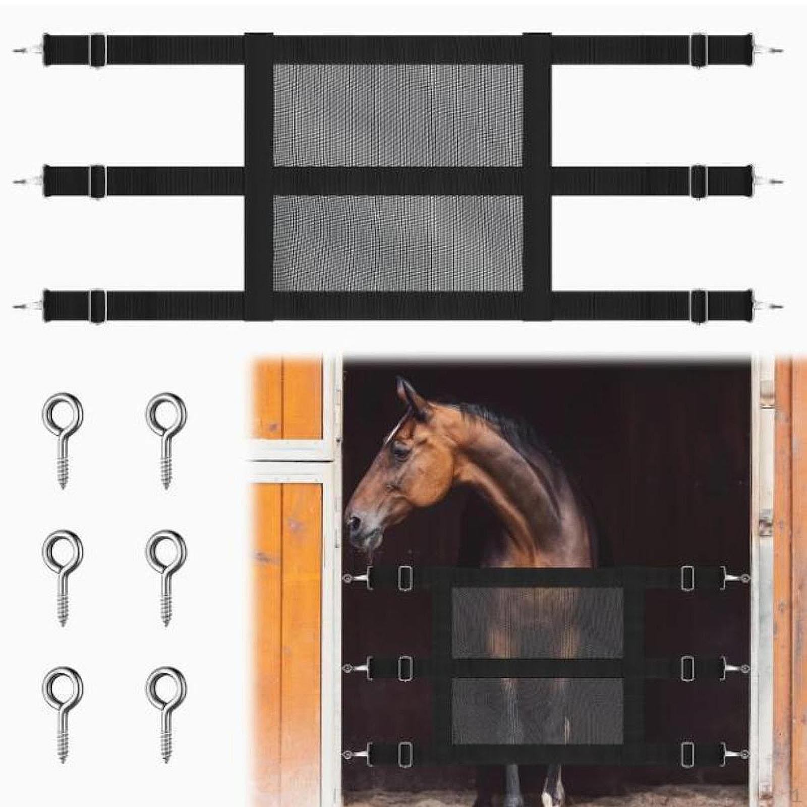

Horses Stall Guard with Adjustable Straps Mesh Doors Snap Hooks 130cm-145cm Keep Horse Securely for