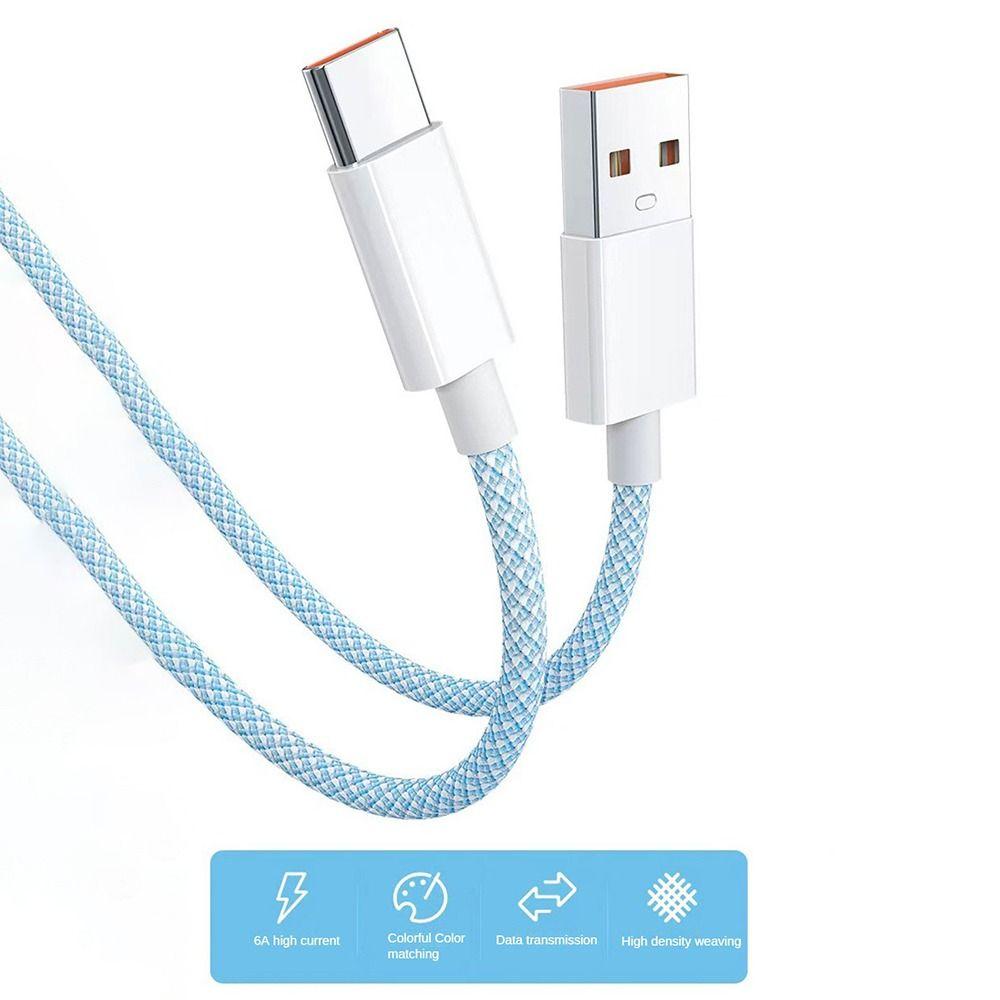 66W 6A 66w Braided Data Cable Colourful Weave Weaving 66W Fast Charging Cable Data Transfer