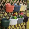 1 Pcs Imitation Rattan Semi-circular Wall Hanging Lazy Pot Plastic Resin Balcony Hanging Wall Hanging Green Ivy Flower Pot
