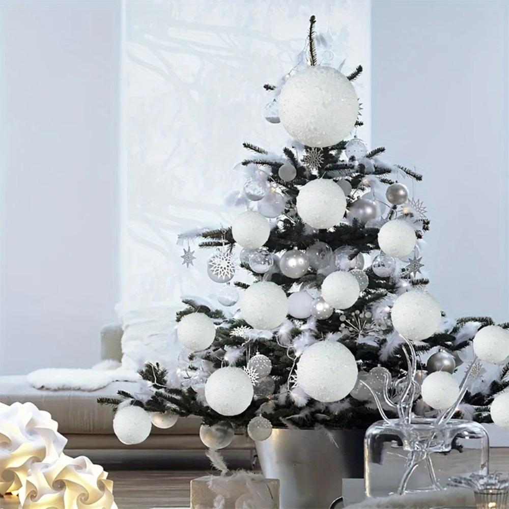 6pcs DIY Christmas Snowballs 4/6/8CM Christmas Hanging Balls  Home Xmas Decor