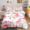 Pink Rose Floral Pattern Bedding Set For Kids Luxury Gift 3Pcs Digital Print Comforter Set Soft Comfortable Breathable