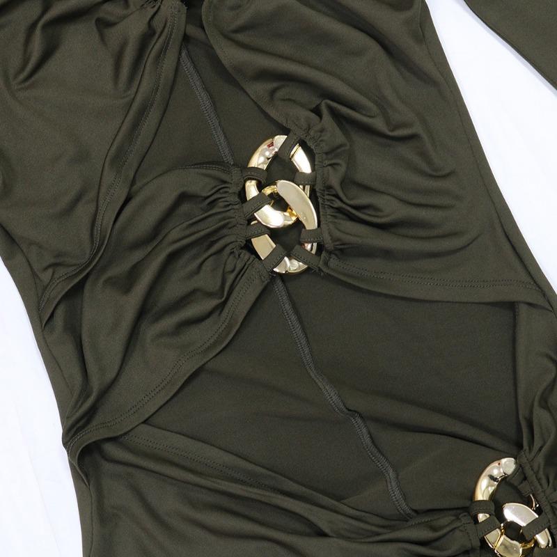 Damen Mode Enganliegendes Kleid Sexy Ausschnitt Schlitzkleid Kleid