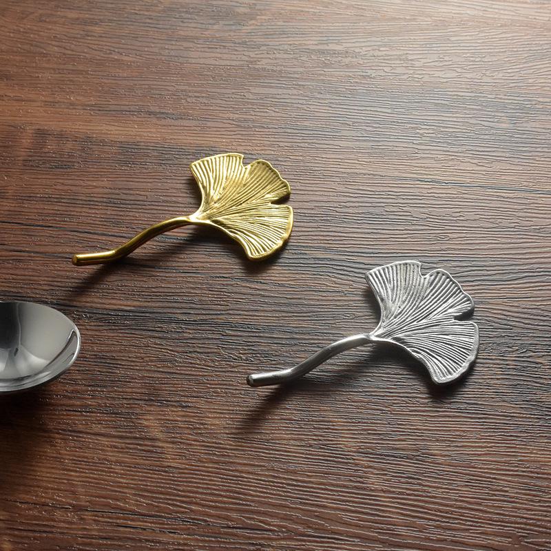 Exquisite Ginkgo Leaf Chopstick and Spoon Rest - 304 Stainless Steel