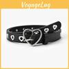Stylish Heart Buckle Decorative Women's Denim Belt With Faux Leather Material In Black White Coffee And Camel Colors