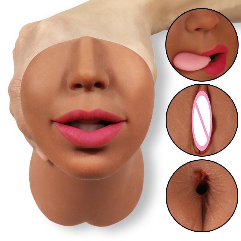 3 IN 1 Vaginal Anus Male Masturbator Oral Sex Real Deep Throat Masturbation Aircraft Cup Blowjob Pocket Pussy Sexy Toys for Men