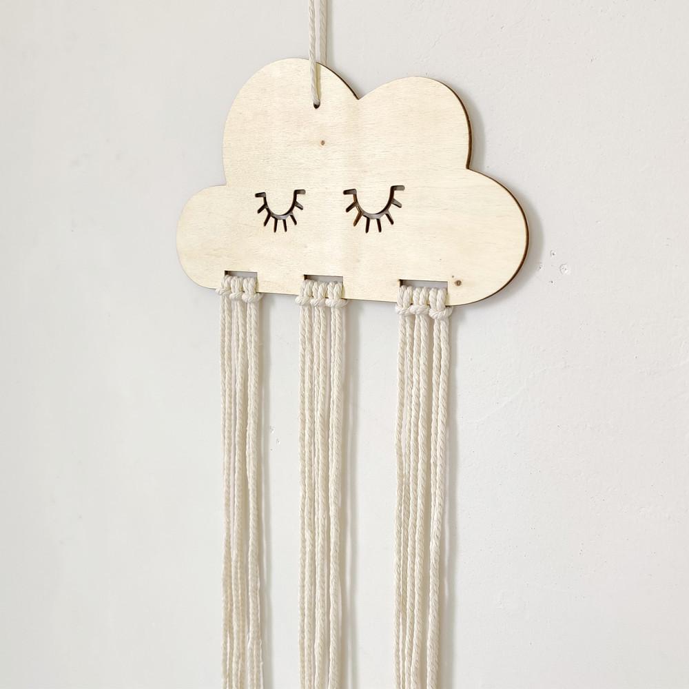 Nordic Style Wood Chip Cloud Hairpin Organizer with Princess Headband Accessories Finishing Pendant DIY Accessory Bag