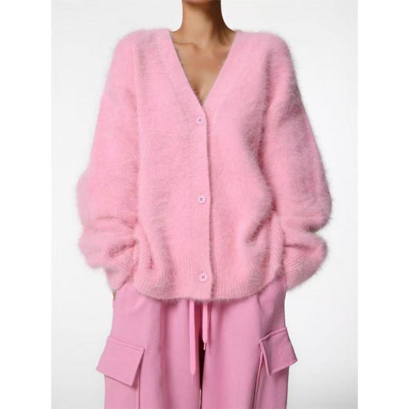 Womens Oversized Knit Cardigan Sweater V-Neck Long Sleeve Soft Warm Fall Winter Loose Fit Casual Outerwear