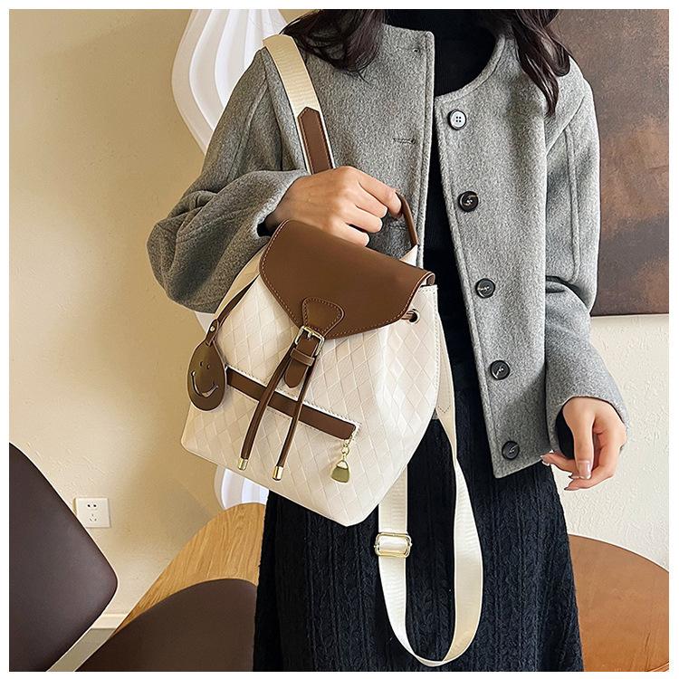 Stylish PU Backpack for Women Coffee Brown & Black Color Block Design Adjustable Shoulder Straps Perfect for Work and Everyday Use Travel Backpack