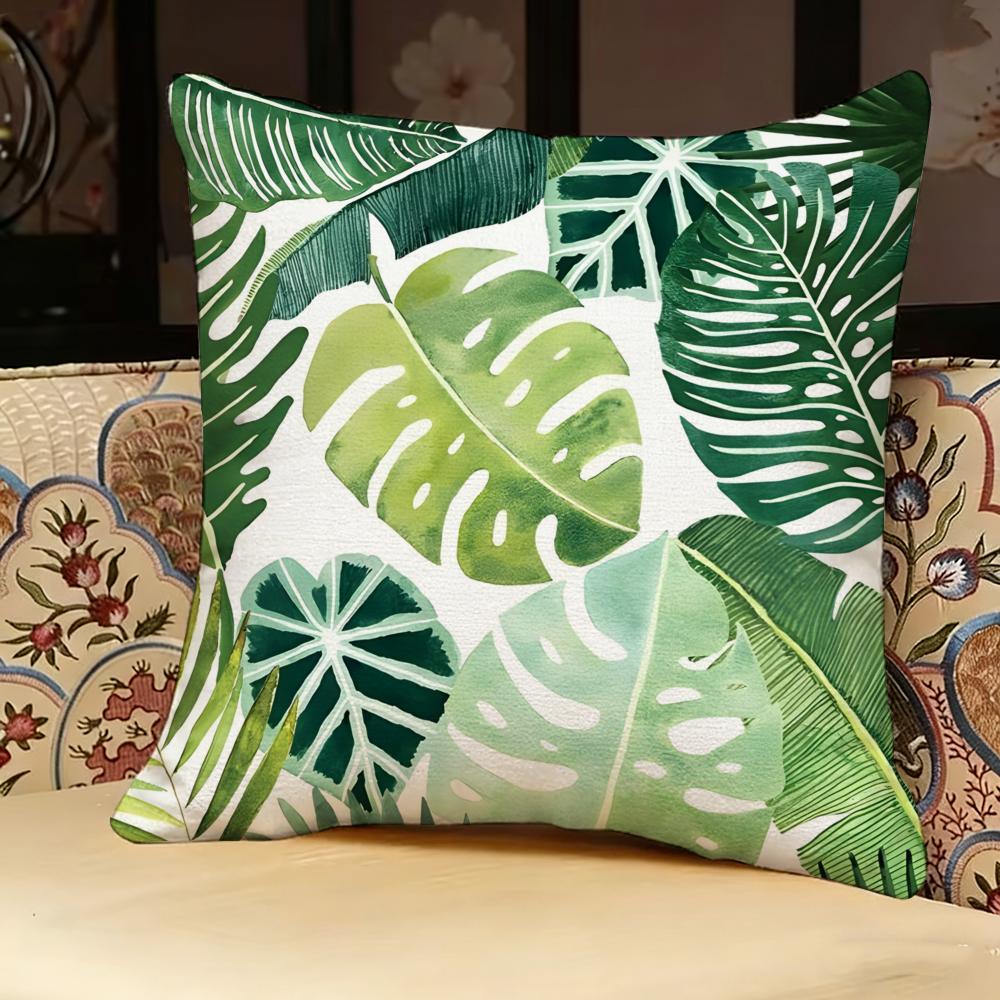 Modern Style Leaf Pillow Case Pillowcase, Double-Sided Printed, Sofa Cushion, Bedroom Headboard Pillow