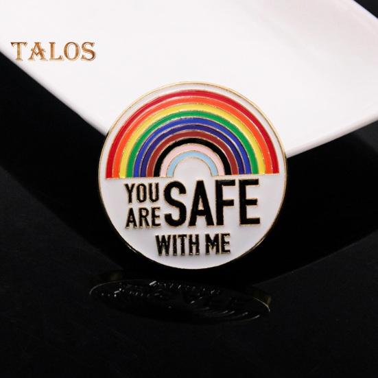 Spille Sei Al Sicuro con Me Spille Smaltate Arcobaleno da Bavero con Citazione Ispiratrice Spilla Color Block per Abbigliamento Borse Zaini Giacche Cappello