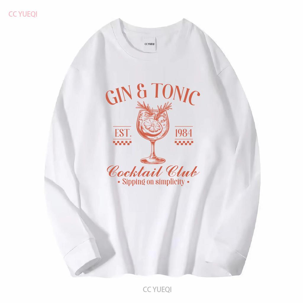 Gin Tonic Social Club Cocktail T Shirt Travel Drinking Girls Trip Lover Bartender Long or Short Sleeves Vintage Washed
