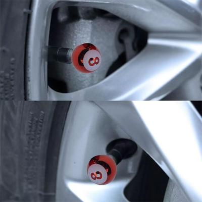 4 piezas Tapón de núcleo de válvula de neumático de rueda de coche Creativo Billar 8 Cubierta antipolvo de rueda Coche Camión SUV Motocicleta Accesorios para bicicleta