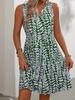 2026 Cross-Border Printed Ring Sleeveless Dress: Holiday Casual, Versatile Fashion, Plus Size Women's Clothing