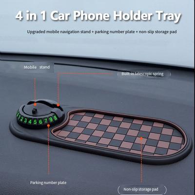 Parking Number Plate Car Mobile Phone Holder Multifunctional Dashboard Grip Pad  Center Console