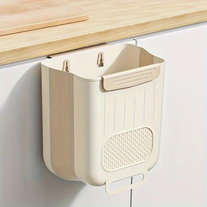 1pc Foldable Trash Can Space-Saving Modern Minimalist Rectangular Design, Durable Plastic Portable Countertop Bin for Kitchen & Bathroom